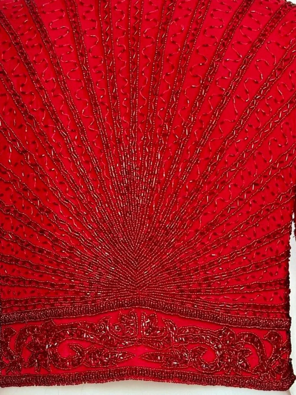 Gagni Designs vintage red full beaded jacket. - Picture 7 of 8